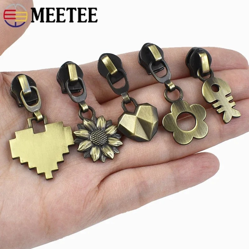 Meetee 100Pcs 5# Nylon Zipper Sliders for Bags Garment Decor Zippers Puller Tents Home Textiles Zip Repair Sewing Accessories