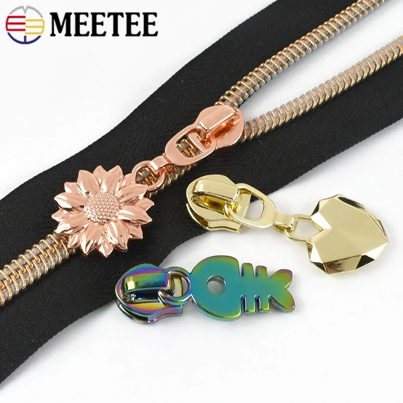 Meetee 100Pcs 5# Nylon Zipper Sliders for Bags Garment Decor Zippers Puller Tents Home Textiles Zip Repair Sewing Accessories