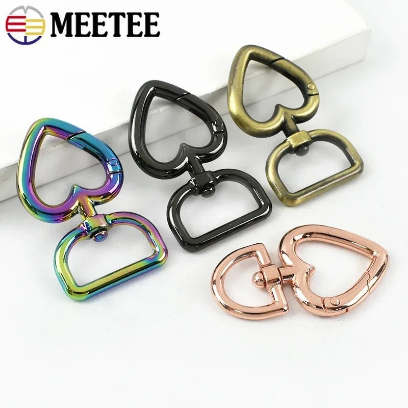 13/20mm 100Pcs Heart Bag Strap Buckle Metal Swivel Clasp Dog Collar Webbing Trigger Snap Hook Keyring Hangers DIY Accessories