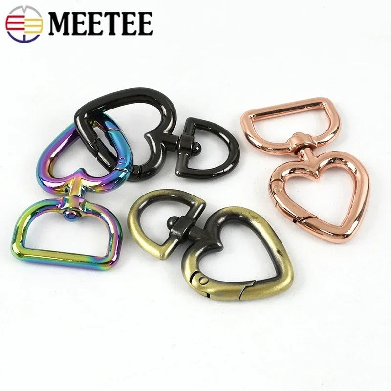 13/20mm 100Pcs Heart Bag Strap Buckle Metal Swivel Clasp Dog Collar Webbing Trigger Snap Hook Keyring Hangers DIY Accessories