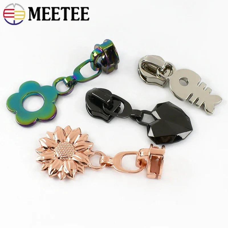 Meetee 100Pcs 5# Nylon Zipper Sliders for Bags Garment Decor Zippers Puller Tents Home Textiles Zip Repair Sewing Accessories