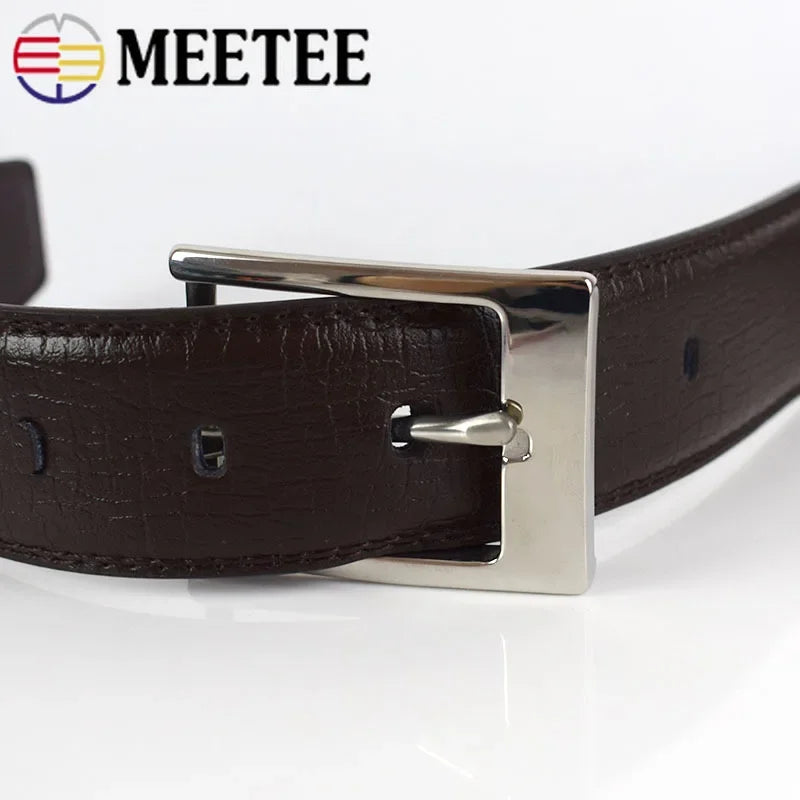 Meetee 1pc/30pcs 35mm Stainless Steel Belt Buckles Men Pin Buckle Belts Head DIY Leather Craft Hardware Decor Accessories ZK842