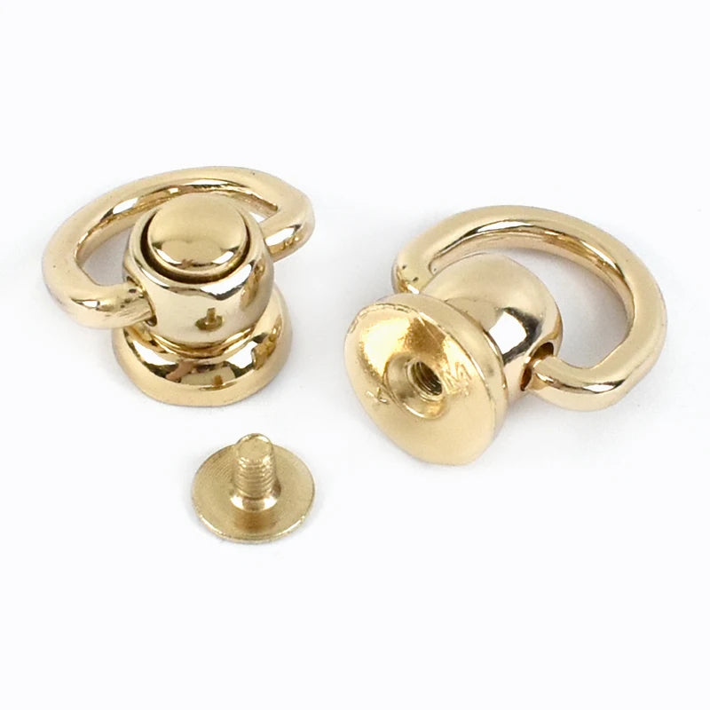Meetee 10/350pcs 13mm Bag Side Hang Round Head Solid Nail Leather Screw Rivet D Ring Buckles DIY Handbag Repair Accessories