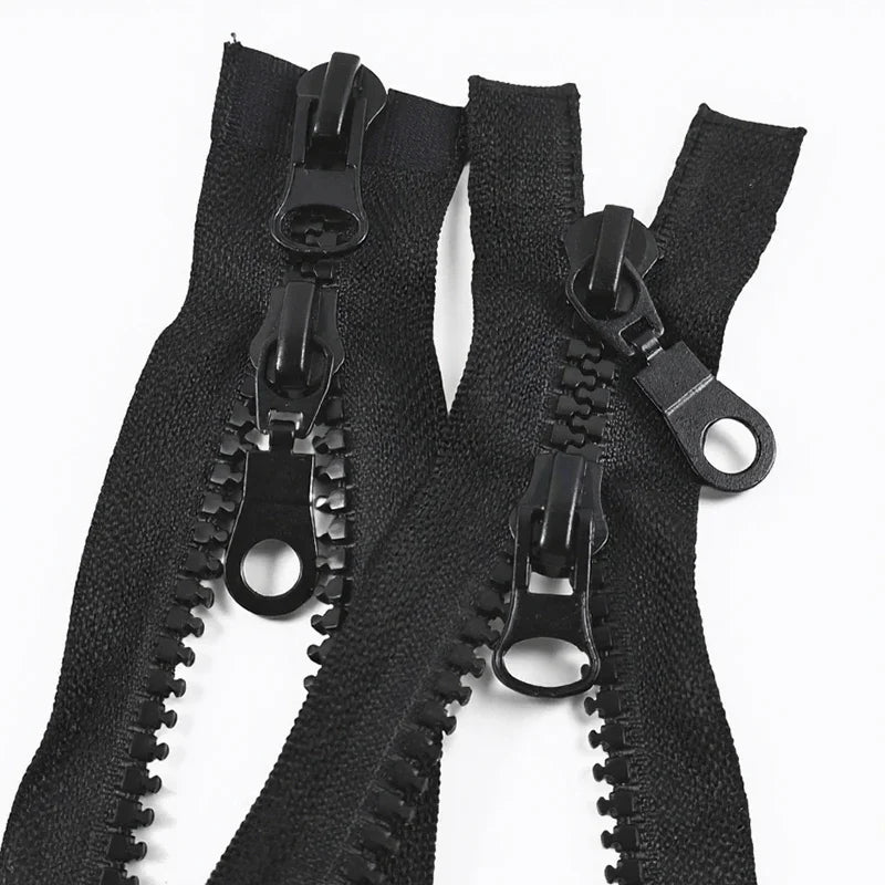 3/100Pcs 8# Resin Zipper 70/80/100/120/150/200cm Double Slider Two Way Black Plastic Zippers Tape Clothes Sewing Zip Repair Kits