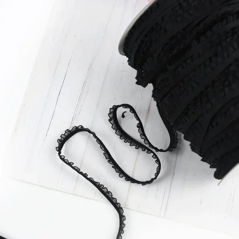 25/800Meters 6mm Elastic Band Pleated Lace Trim Stretch Ribbon for Sewing Underwear Strap Clothes Rubber Band DIY Accessories