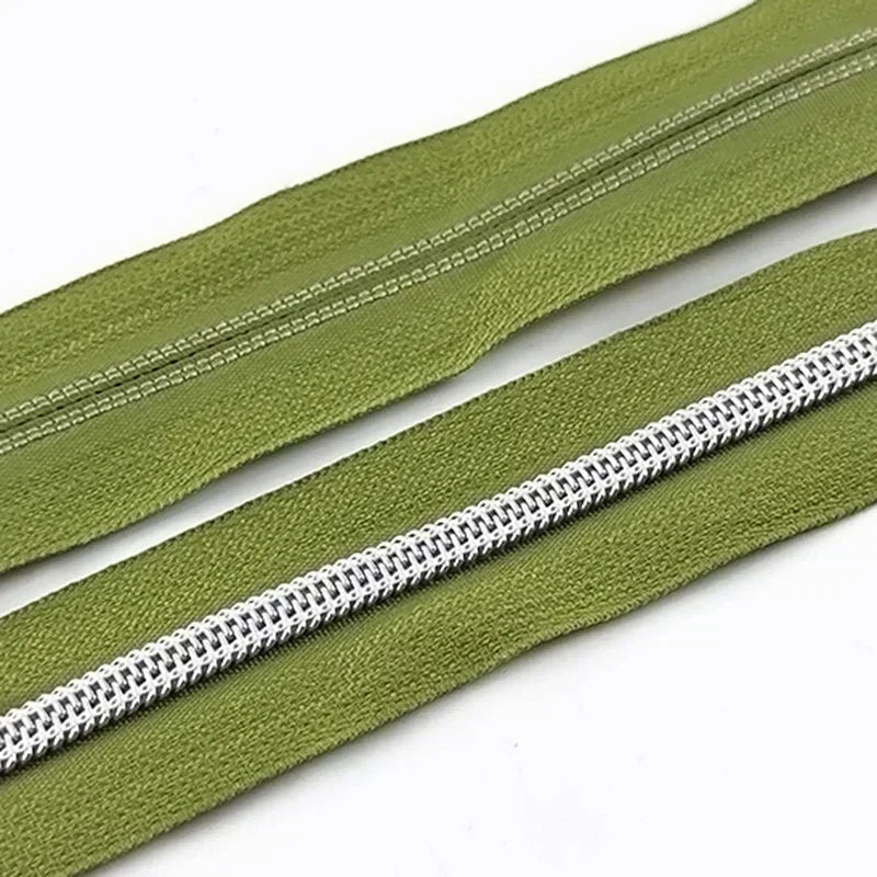 8/300M 5# Nylon Zippers Tapes Gold Silver Teeth Zipper for Sewing Bag Zips Purse Garment Zip Repair Kit DIY Accessories