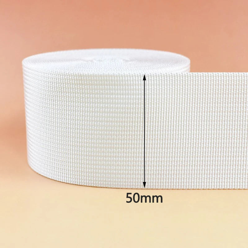 8/200Meters White Nylon Webbing 20-50mm Bag Shoulder Strap Tape Clothes Decorative Sewing Ribbon Bias Binding Accessories