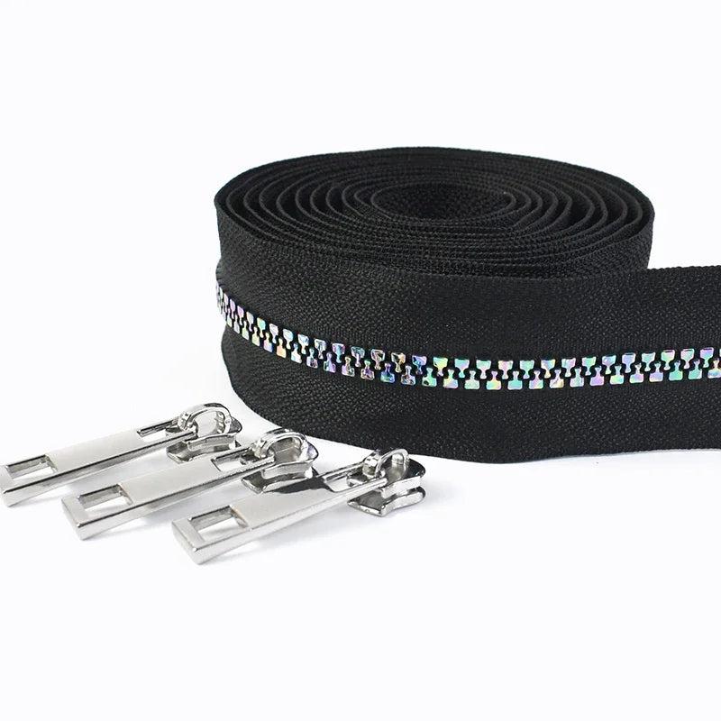 5/20M 5# Resin Zipper Tapes & Zip Slider Rainbow Tooth Decor Zippers Bag Clothes Pocket Zipps Repair Kits DIY Sewing Accessories
