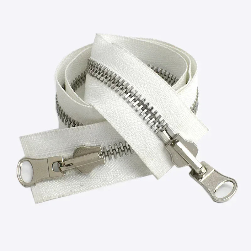 5Pcs 70-100cm Double Sliders Open-End Zippers 5# 8# Metal Zipper Clothing Closure Zip Luggage Replace Zips Sewing Accessories