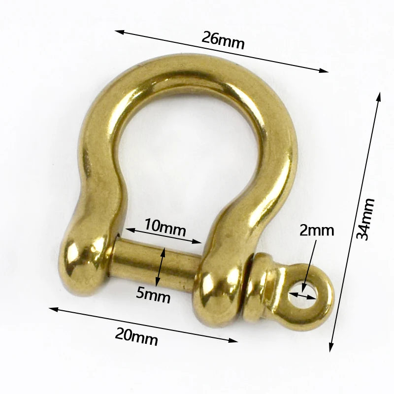5/200Pcs Solid Brass Horseshoe Buckle 6/8/9/10mm D Ring Bow Shackle Hook Screw Detachable for Chains Wirerope Connector Buckles