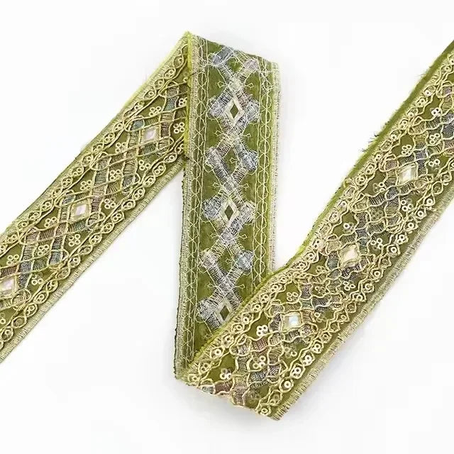 8/200Yards 43mm Embroidery Lace Trim Ethnic Decoration Ribbon Garments Bags Shoes Dress Webbing Tapes DIY Sewing Accessories