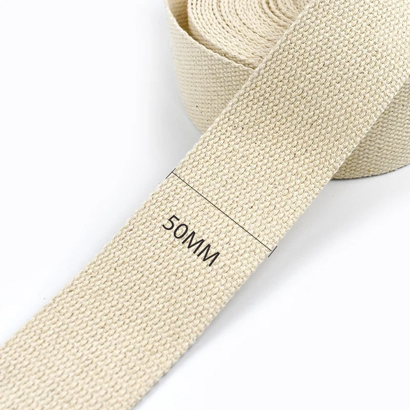 15/500Meters 1.5mm Thick Cotton Webbing Tapes 10-50mm Beige Canvas Ribbon Band Bag Webbings Strap Belt Sling Sewing Bias Accessoreis
