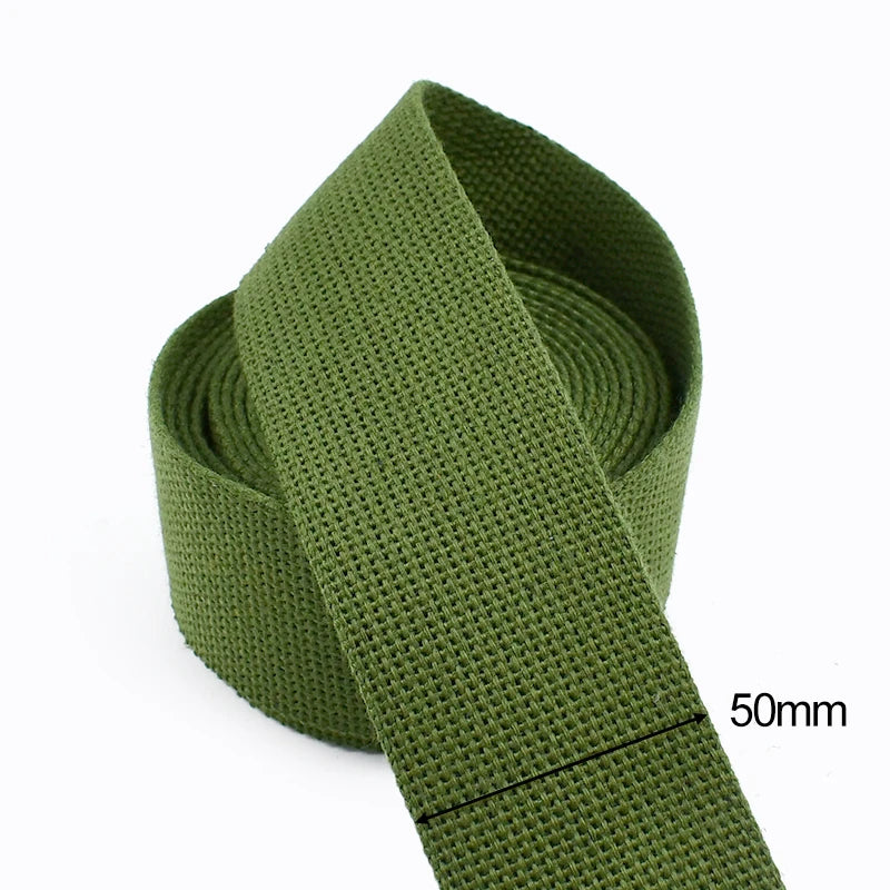 5/150Yards 15-50mm ArmyGreen Cotton Webbing 1.8mm Thick Canvas Ribbon for Sewing Bias Tape Backpacks Strap Seat Belt Band Kits