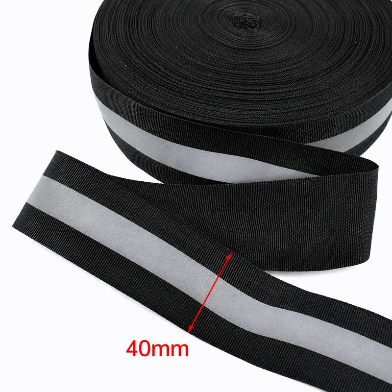 30/600Yards Silver Reflective Ribbons 10-40mm Green Black Safety Clothing Warn Webbing Tapes for Walking Cycling Backpacks At Night