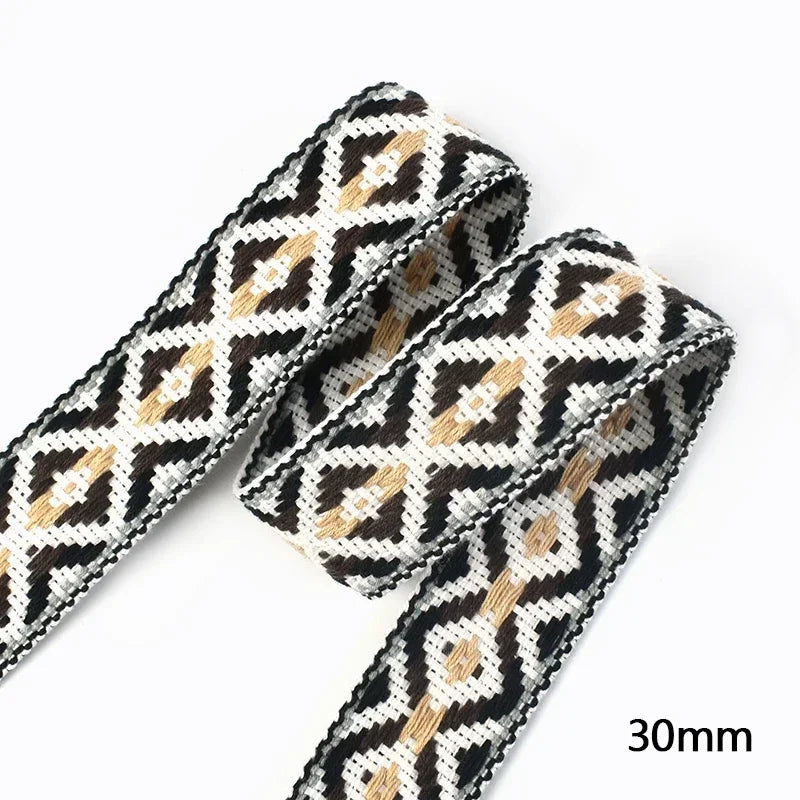 5/180Meters 30/38mm Jacquard Webbing Tapes Ethnic Lace Ribbons For Bag Strap Sewing Tape Bias Binding DIY Garment Accessories