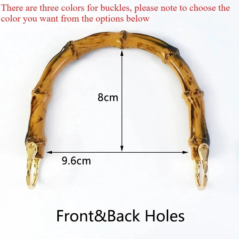5/170Pcs Imitation Bamboo Handles Metal Buckle Wooden Frames Replacement Handle for Woven Bag DIY Sewing Hardware Accessories