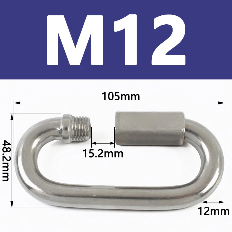 8/300Pcs Stainless Steel 304 Oval Locking Carabiner Clips Rope Quick Connector Buckle for Outdoor Camping Swing Clasp Accessories