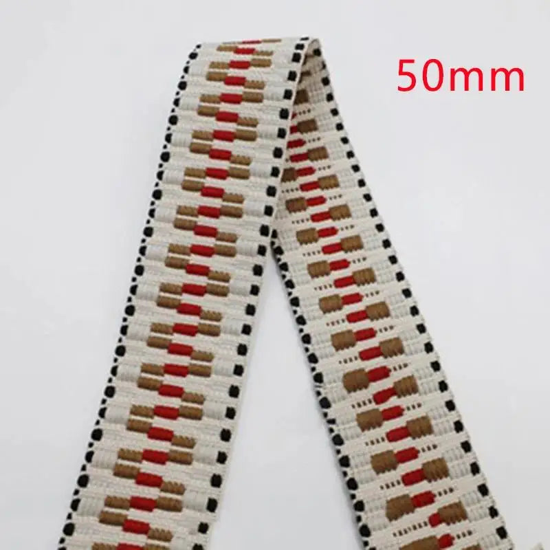 5/130Yards 38/50mm Ethnic Jacquard Webbing Tape Handbag Shoulder Strap Replacement Ribbon Band Backpack Belt Sewing Accessories