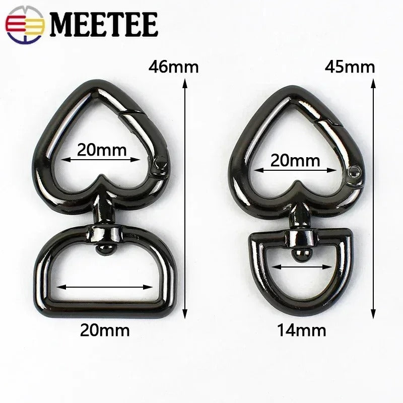 13/20mm 100Pcs Heart Bag Strap Buckle Metal Swivel Clasp Dog Collar Webbing Trigger Snap Hook Keyring Hangers DIY Accessories