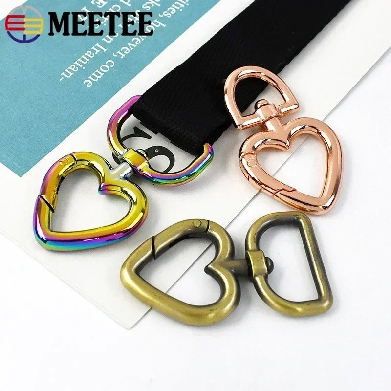 13/20mm 100Pcs Heart Bag Strap Buckle Metal Swivel Clasp Dog Collar Webbing Trigger Snap Hook Keyring Hangers DIY Accessories