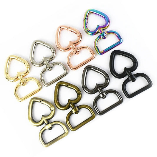 13/20mm 100Pcs Heart Bag Strap Buckle Metal Swivel Clasp Dog Collar Webbing Trigger Snap Hook Keyring Hangers DIY Accessories