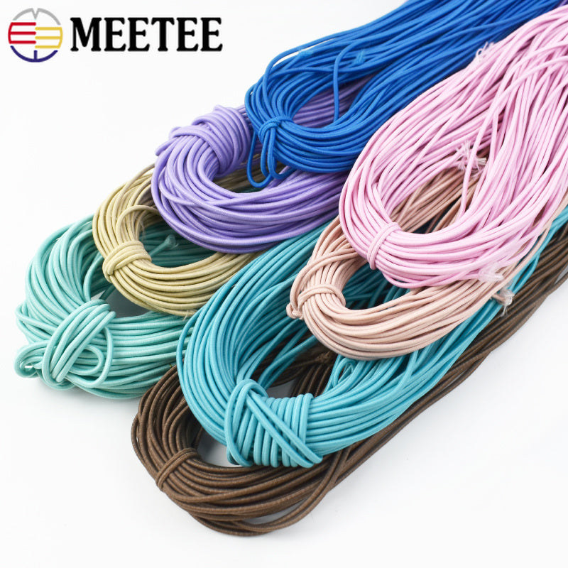 50/100Meters Color 2.5mm Round Elastic Ropes high elasticity rope HairBand Clothes Pants Rubber Band DIY Sewing Accessories