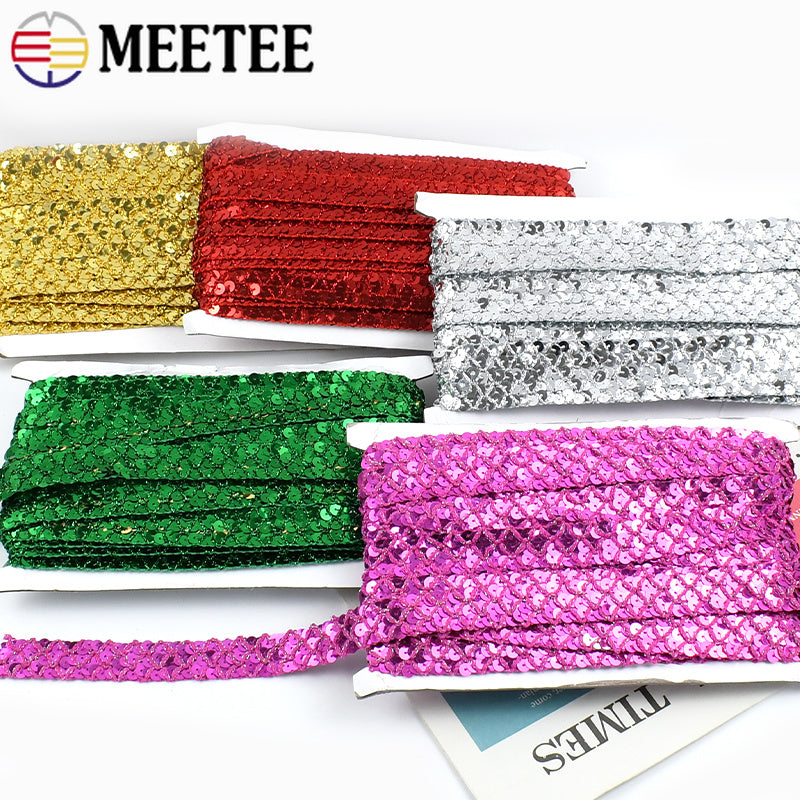 20/100Meters 2cm Sequin Lace Trim Braided Decoration Ribbons Stage Costumes Hat Webbing Trimming DIY Sewing Accessories