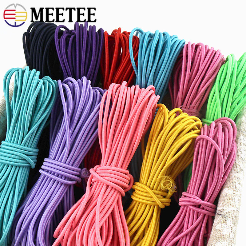 50/100Meters Color 2.5mm Round Elastic Ropes high elasticity rope HairBand Clothes Pants Rubber Band DIY Sewing Accessories