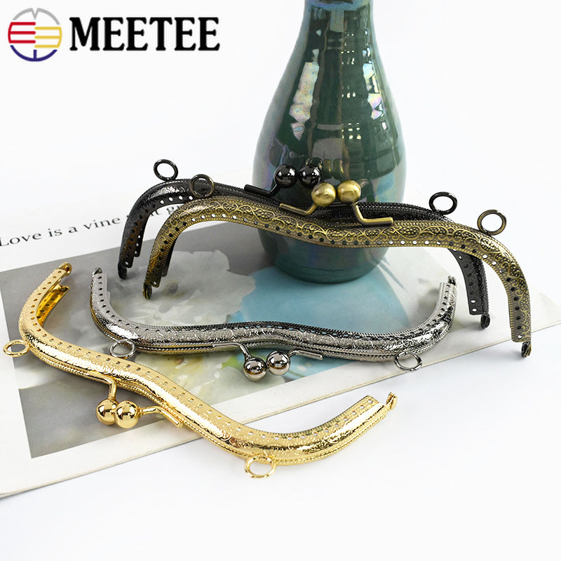 2/10Pcs 19cm Metal Bag Handle Purse Frame Kiss Lock Clasp for Wallet Clourse Handbag Bracket DIY Sewing Hardware Accessories