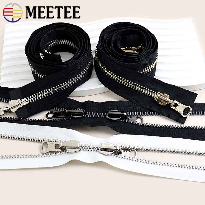 5Pcs 70-100cm Double Sliders Open-End Zippers 5# 8# Metal Zipper Clothing Closure Zip Luggage Replace Zips Sewing Accessories