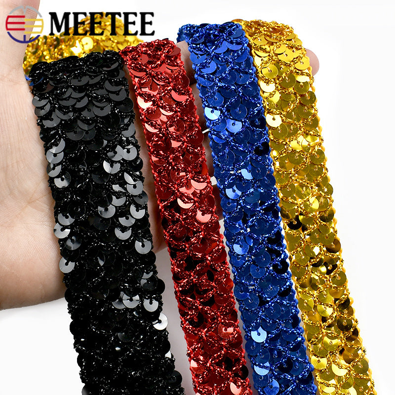 20/100Meters 2cm Sequin Lace Trim Braided Decoration Ribbons Stage Costumes Hat Webbing Trimming DIY Sewing Accessories