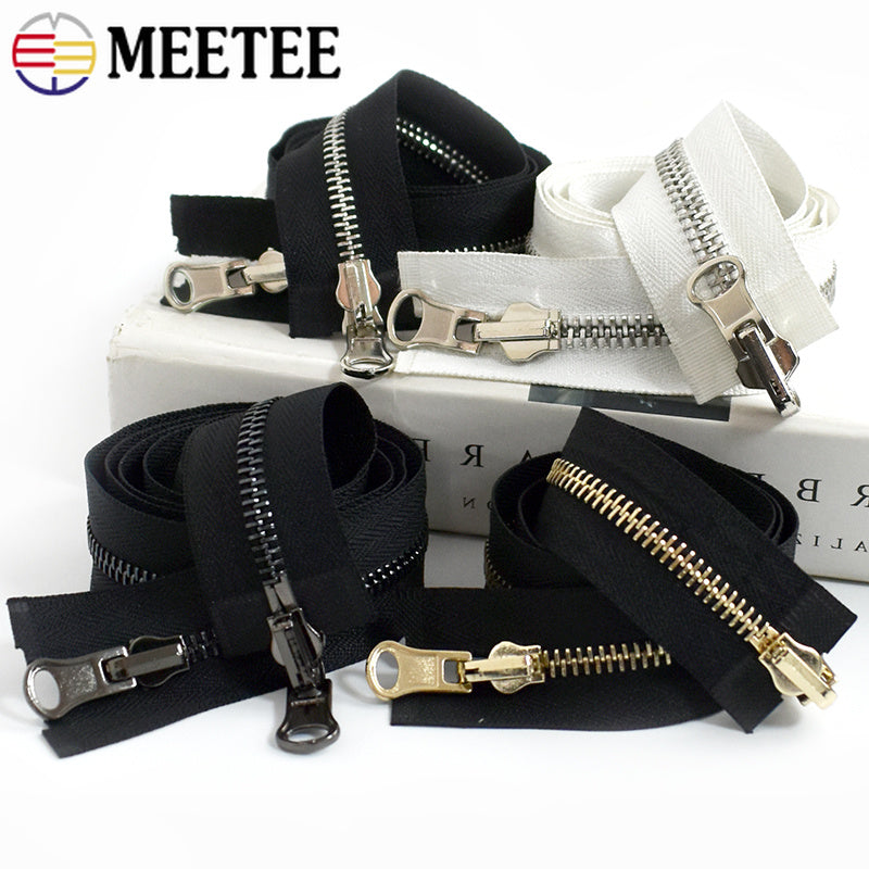 5Pcs 70-100cm Double Sliders Open-End Zippers 5# 8# Metal Zipper Clothing Closure Zip Luggage Replace Zips Sewing Accessories