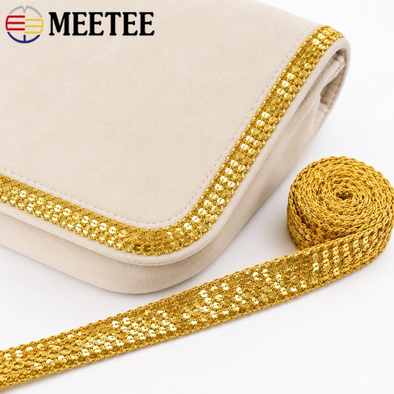 20/100Meters 2cm Sequin Lace Trim Braided Decoration Ribbons Stage Costumes Hat Webbing Trimming DIY Sewing Accessories