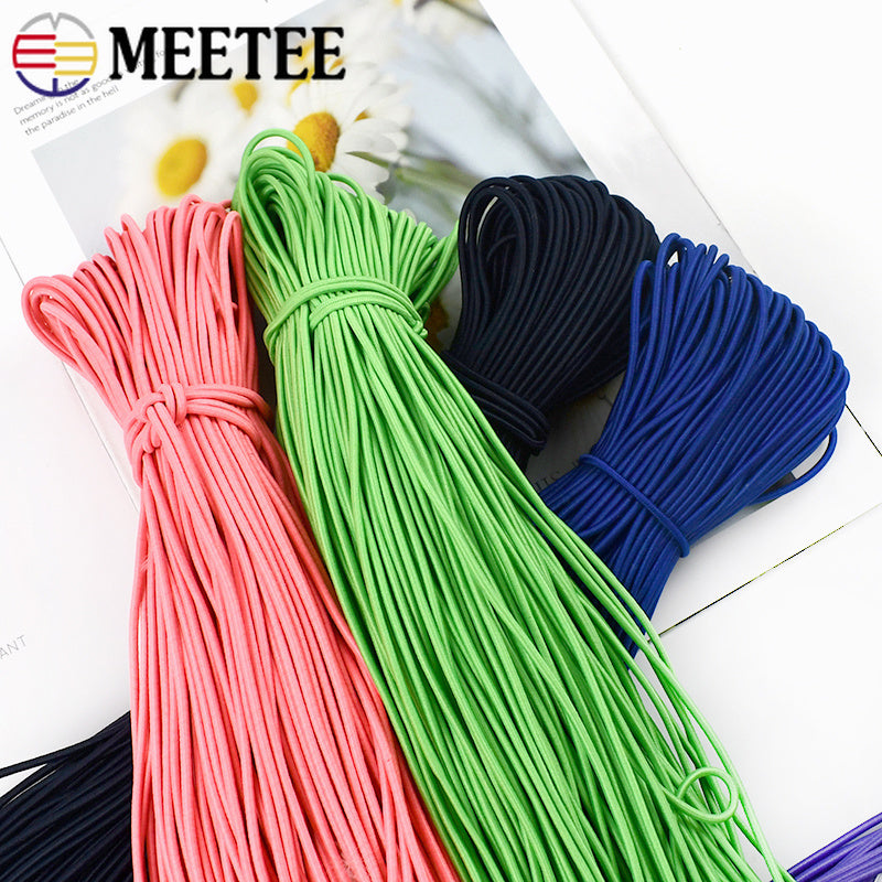 50/100Meters Color 2.5mm Round Elastic Ropes high elasticity rope HairBand Clothes Pants Rubber Band DIY Sewing Accessories