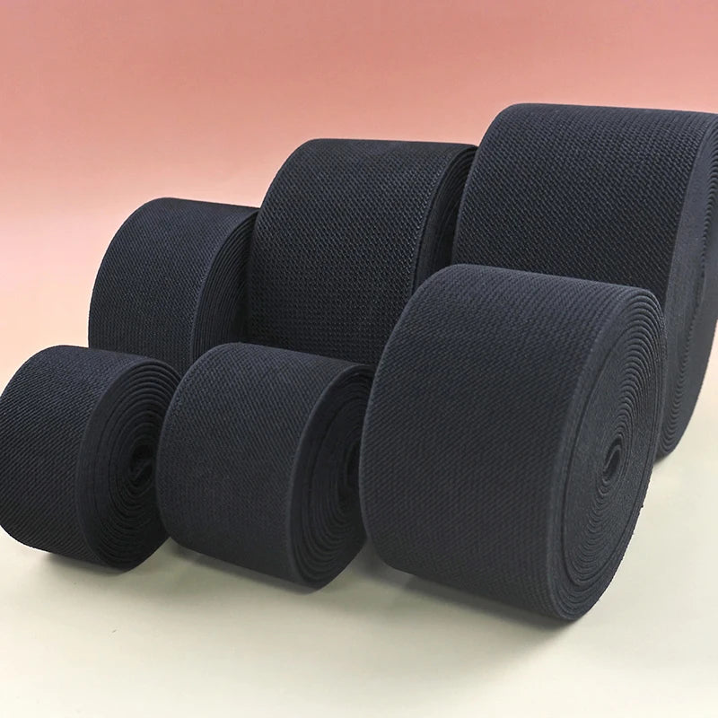 8/300Meters Black Elastic Band 10-80mm Nylon Elastics Webbing Tape for Waistband Rubber Bands Apparel Bungee Cord Sewing Trimming