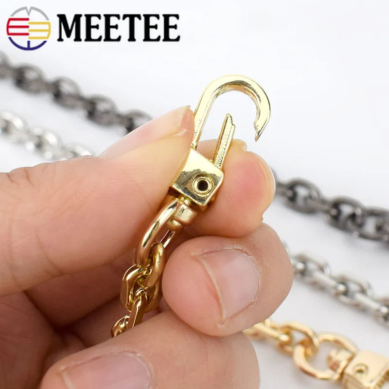 Meetee 3/100pcs 60-120cm Bag Chain Shoulder Strap Buckles for Handbag Replacement Handles Hook DIY Luggage Hardware Parts Accessories