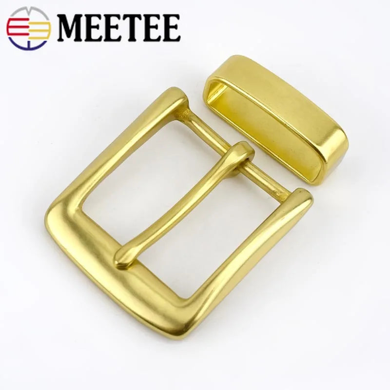 2/40Pcs Meetee 40mm Solid Brass Belt Buckle Men Women Metal Pin Buckles Head For Belts 38-39mm DIY Leather Craft Jeans Accessories