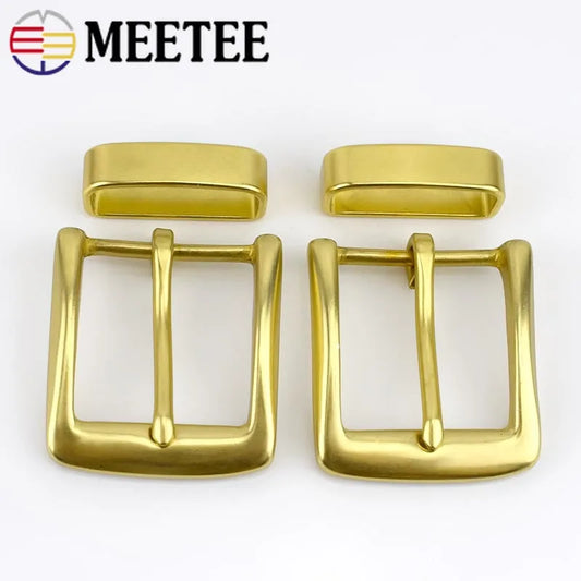 2/40Pcs Meetee 40mm Solid Brass Belt Buckle Men Women Metal Pin Buckles Head For Belts 38-39mm DIY Leather Craft Jeans Accessories