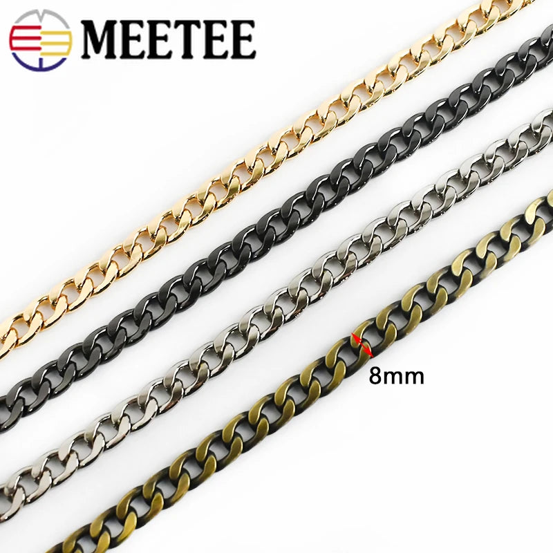 50Meters 8mm Metal Chains Shoulder Bag Straps Women Handbag Purse Adjusted Strap Chain DIY Replacement Handle Accessories
