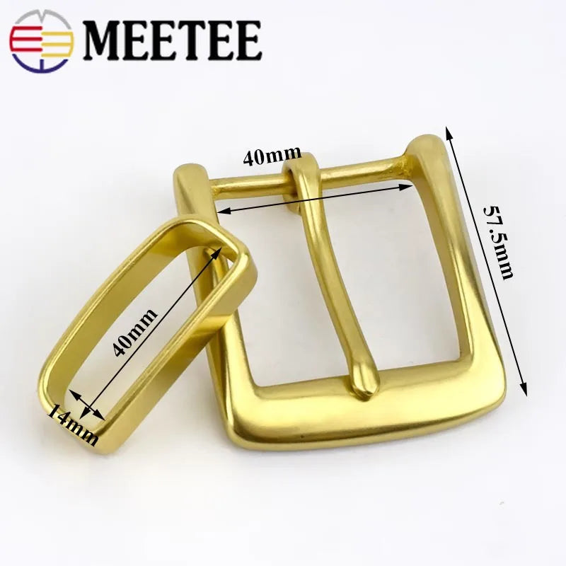 2/40Pcs Meetee 40mm Solid Brass Belt Buckle Men Women Metal Pin Buckles Head For Belts 38-39mm DIY Leather Craft Jeans Accessories