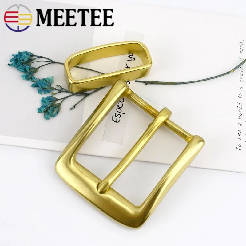 2/40Pcs Meetee 40mm Solid Brass Belt Buckle Men Women Metal Pin Buckles Head For Belts 38-39mm DIY Leather Craft Jeans Accessories
