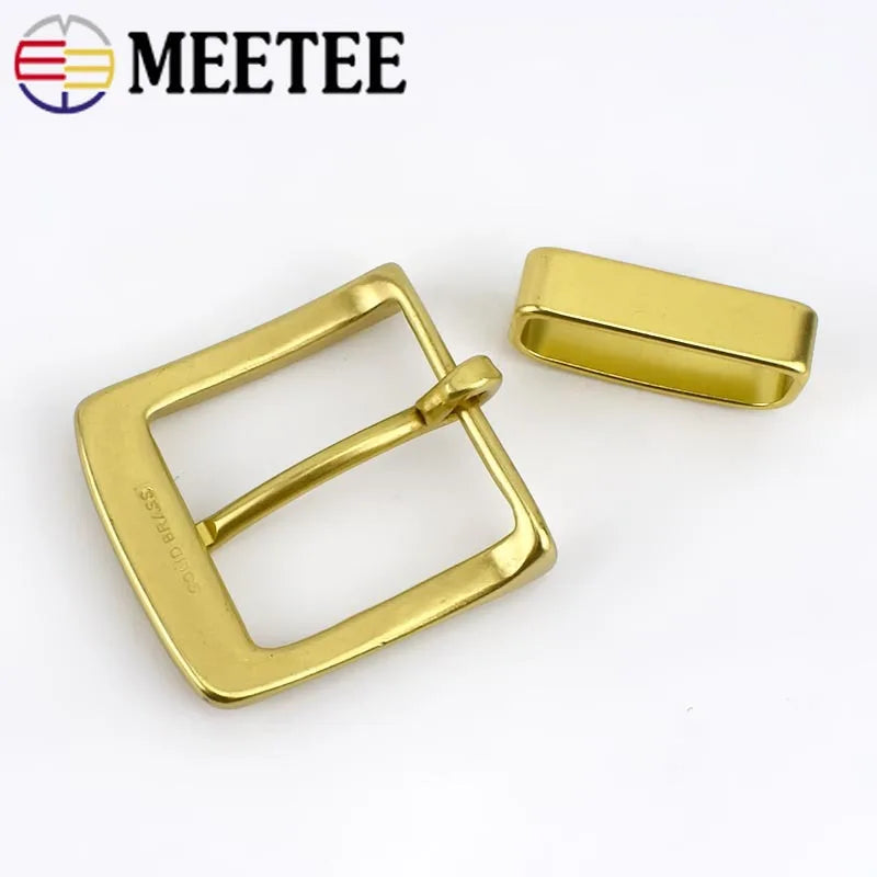 2/40Pcs Meetee 40mm Solid Brass Belt Buckle Men Women Metal Pin Buckles Head For Belts 38-39mm DIY Leather Craft Jeans Accessories