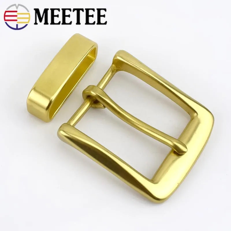 2/40Pcs Meetee 40mm Solid Brass Belt Buckle Men Women Metal Pin Buckles Head For Belts 38-39mm DIY Leather Craft Jeans Accessories
