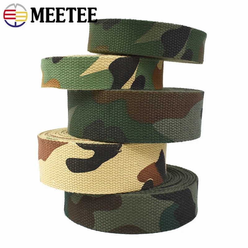 3/100Meters 25-38mm Camouflage Polyester Webbing Tape Clothing Ribbon Bag Bias Binding Band Dog Collar Decor Strap DIY Accessories