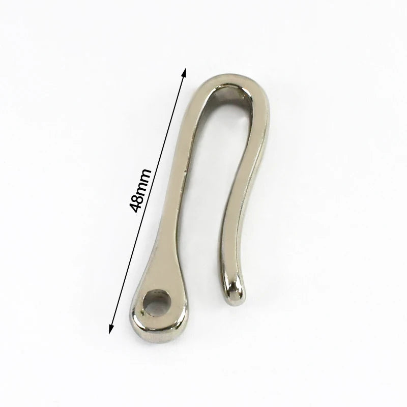 3/100Pcs U-shaped Hook Fob Clip Keychain Belt Buckles Solid Brass Stainless Steel Key Ring Wallet Fish Hooks Hardware Accessories