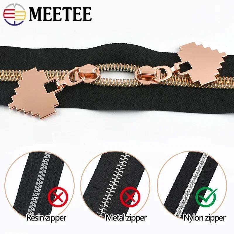 15/500Pcs 5# Zipper Puller for Nylon Zippers Backpack Clothes Zip Pull Head Purse Bags Zips Repair Kit DIY Sewing Accessories