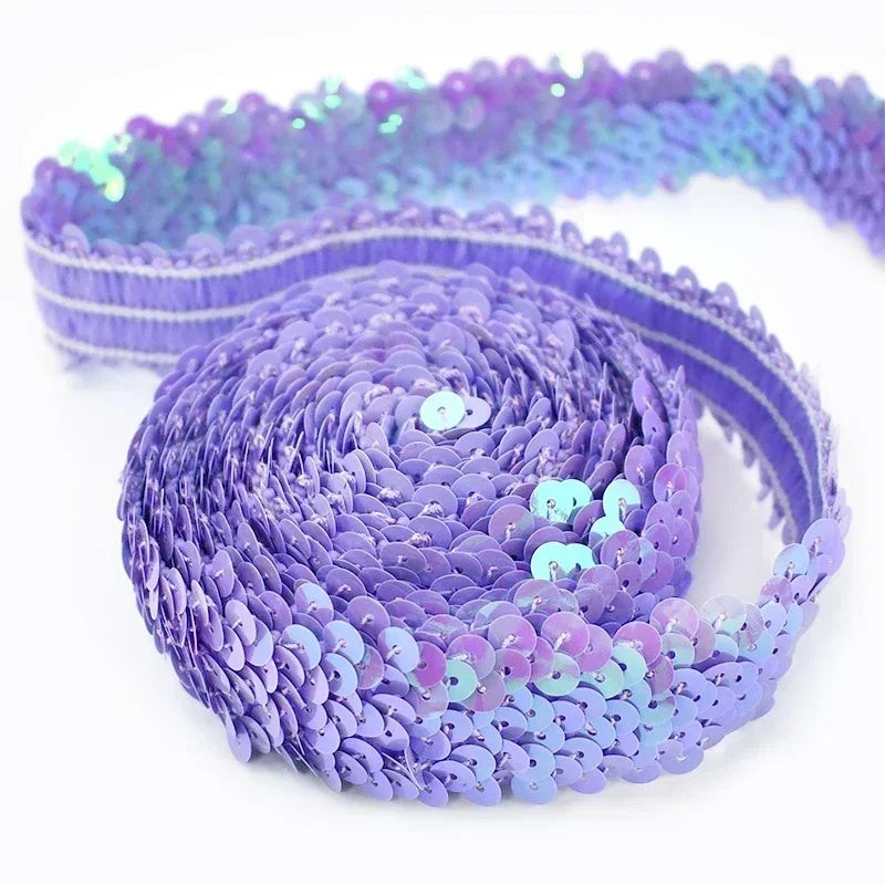 5/150M 30mm Sequins Lace Trim Stretch Ribbon Strap Laces Fabric for Craft Wedding Dress Clothes Elastic Band Sewing Accessories