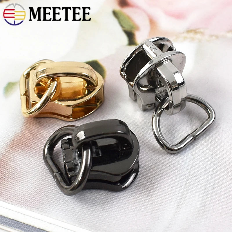 3/1000Pcs D Ring 5# Zipper Sliders for Sewing Metal Nylon Zippers DIY Zip Head Bag Pocket Repair Kits Replacement Tailor Tools