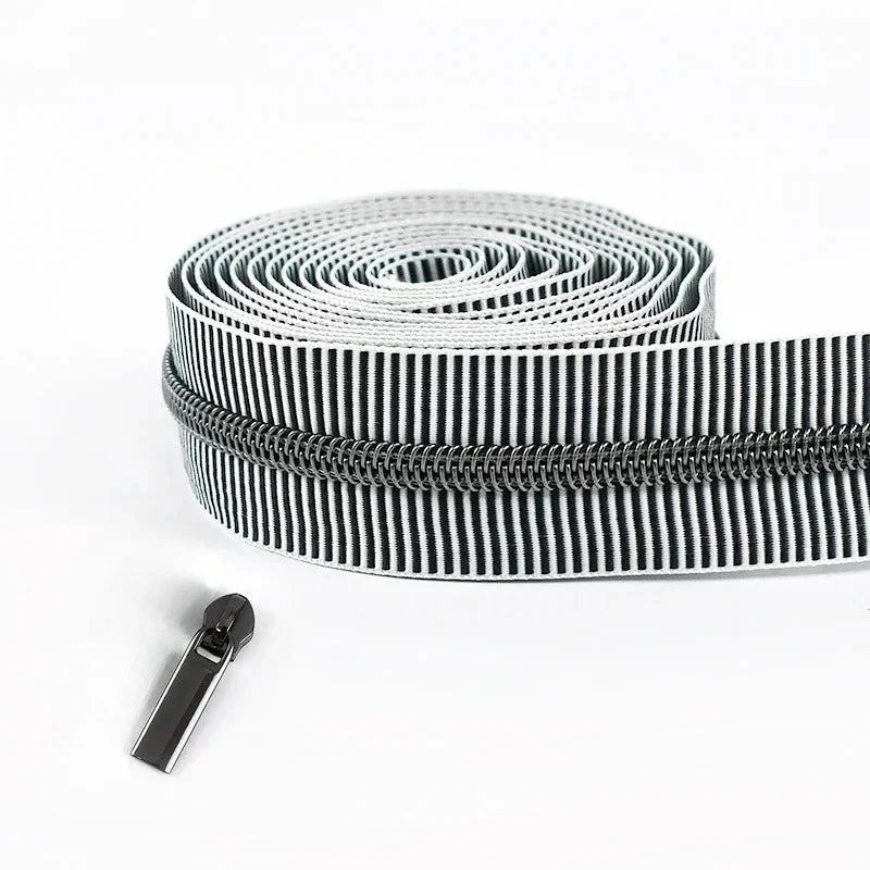5/20Meters Meetee 5# Striped Nylon Zippers Tape for Sewing Bag Continuous Roll Coil Zip By the Meter DIY Garment Accessories