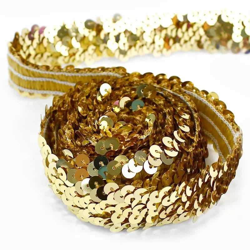 5/150M 30mm Sequins Lace Trim Stretch Ribbon Strap Laces Fabric for Craft Wedding Dress Clothes Elastic Band Sewing Accessories